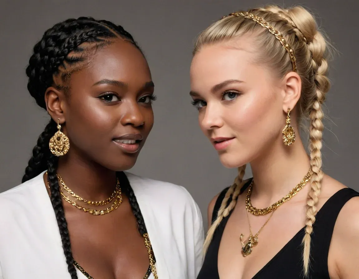 Tresses décorées avec accessoires réalisées par Rizia Neves – style personnalisé